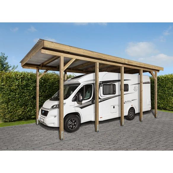 Mr. GARDENER Wohnmobil-Einzelcarport »Bremen 1«, Außenmaß BxT: 340 X 510 Cm, Braun, Holzart: Kiefer 1 Mr. GARDENER Wohnmobil-Einzelcarport »Bremen 1«, Außenmaß BxT: 340 X 510 Cm, Braun, Holzart: Kiefer