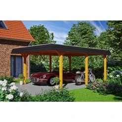 SkanHolz Carport »Wendland«, BxT: 409 X 628 Cm, Firsthöhe: 247 Cm, Farbbehandelt
