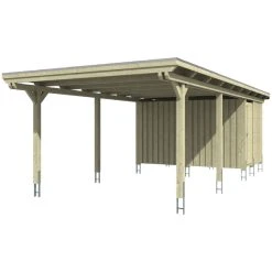 SkanHolz Carport »Emsland«, BxT: 404 X 846 Cm, Firsthöhe: 242 Cm, Farbbehandelt