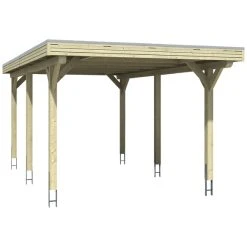 SkanHolz Carport »Spessart«, BxT: 355 X 604 Cm, Firsthöhe: 243 Cm, Farbbehandelt