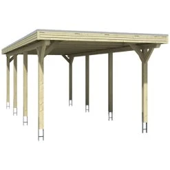 SkanHolz Carport »Spessart«, BxT: 355 X 846 Cm, Firsthöhe: 243 Cm, Lasiert