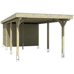 SkanHolz Carport »Spessart«, BxT: 355 X 846 Cm, Firsthöhe: 243 Cm, Lasiert