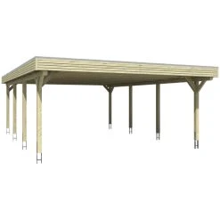 SkanHolz Carport »Spessart«, BxT: 611 X 846 Cm, Firsthöhe: 258 Cm, Lasiert