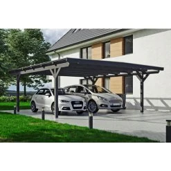 SkanHolz Carport »Odenwald«, BxT: 640 X 648 Cm, Firsthöhe: 244 Cm, Farbbehandelt