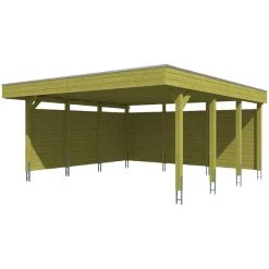 SkanHolz Carport »Friesland Set 3«, BxT: 557 X 555 Cm, Firsthöhe: 254 Cm, Imprägniert