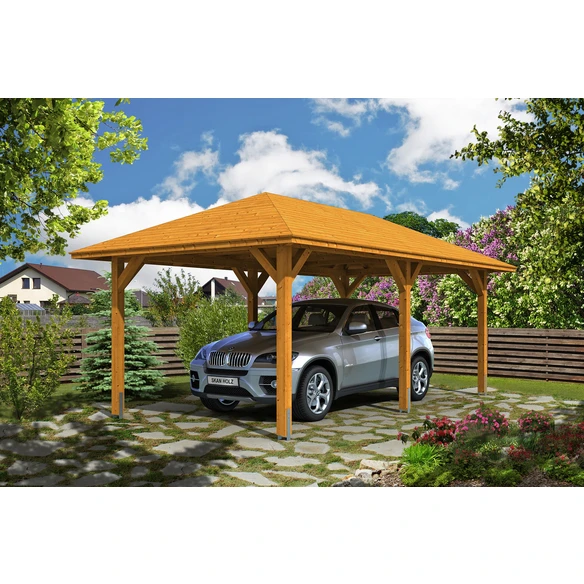 SkanHolz Carport »Taunus«, BxT: 374 X 656 Cm, Firsthöhe: 314 Cm, Farbbehandelt 1 SkanHolz Carport »Taunus«, BxT: 374 X 656 Cm, Firsthöhe: 314 Cm, Farbbehandelt