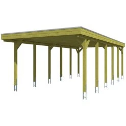 SkanHolz Carport »Friesland«, BxT: 397 X 860 Cm, Firsthöhe: 241 Cm, Imprägniert