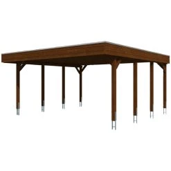 SkanHolz Carport »Friesland«, BxT: 557 X 555 Cm, Firsthöhe: 254 Cm, Farbbehandelt