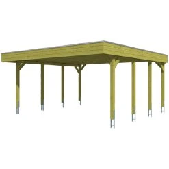 SkanHolz Carport »Friesland«, BxT: 557 X 555 Cm, Firsthöhe: 254 Cm, Imprägniert