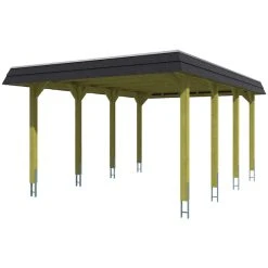 SkanHolz Carport »Spessart«, BxT: 396 X 589 Cm, Firsthöhe: 244 Cm, Farbbehandelt
