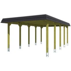 SkanHolz Carport »Spessart«, BxT: 396 X 741 Cm, Firsthöhe: 244 Cm, Farbbehandelt