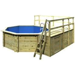 Karibu Rundpool, Braun, BxHxL: 358 X 124 X 358 Cm