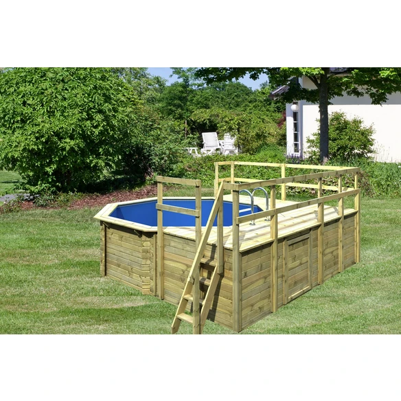 Karibu Rundpool, Braun, BxHxL: 358 X 124 X 358 Cm 1 Karibu Rundpool, Braun, BxHxL: 358 X 124 X 358 Cm