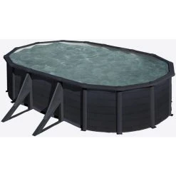 GRE Ovalpool, Graphitfarben, BxHxL: 300 X 120 X 500 Cm