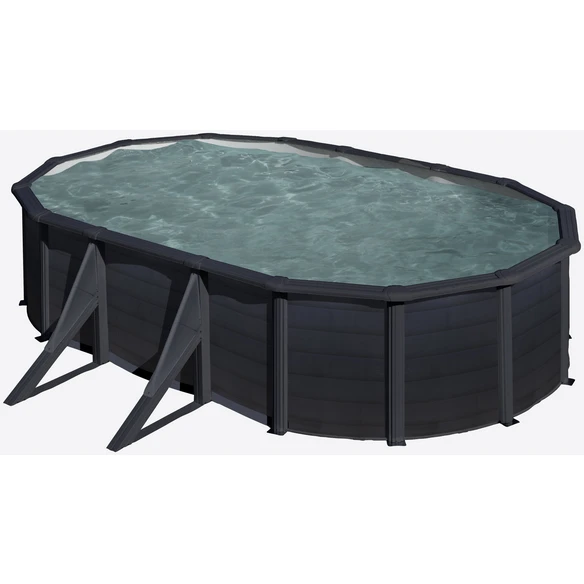 GRE Ovalpool, Graphitfarben, BxHxL: 300 X 120 X 500 Cm 1 GRE Ovalpool, Graphitfarben, BxHxL: 300 X 120 X 500 Cm