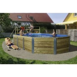 Weka Ovalpool, Grau/grün, BxHxL: 376 X 116 X 850 Cm