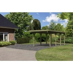 Karibu Einzelcarport »Classic 2 Variante A«, Außenmaß BxT: 273 X 586 Cm, Natur