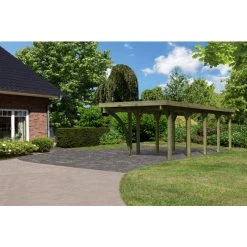 Karibu Einzelcarport »Classic 3 Variante B Inkl. Einem Einfahrtsbogen«, Außenmaß BxT: 273 X 777,5 Cm, Natur