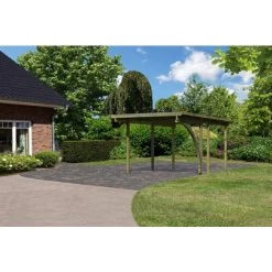 Karibu Einzelcarport »Eco 1 Variante B«, Außenmaß BxT: 268 X 387 Cm, Natur