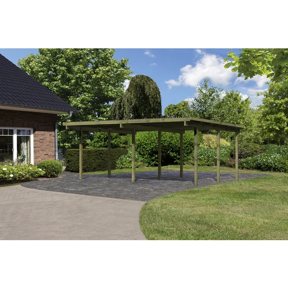 Karibu Doppelcarport »Eco 1 Variante A«, Außenmaß BxT: 527 X 387 Cm, Natur 1 Karibu Doppelcarport »Eco 1 Variante A«, Außenmaß BxT: 527 X 387 Cm, Natur