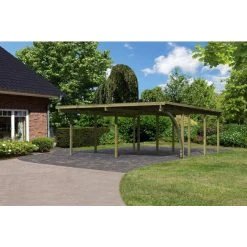 Karibu Doppelcarport »Eco 2 Variante B«, Außenmaß BxT: 527 X 576 Cm, Natur