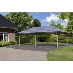 Karibu Carport »Pavillon Carport«, Außenmaß BxT: 517,5 X 264,5 Cm, Natur