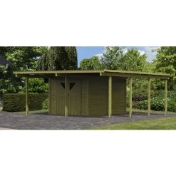 Karibu Doppelcarport »Eco«, Außenmaß BxT: 527 X 576 Cm, Natur