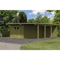 Karibu Doppelcarport »Eco«, Außenmaß BxT: 527 X 576 Cm, Natur
