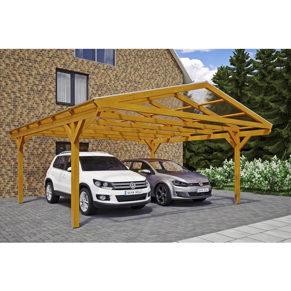 SkanHolz Carport »Westerwald«, BxT: 570 X 648 Cm, Firsthöhe: 314 Cm, Lasiert 1 SkanHolz Carport »Westerwald«, BxT: 570 X 648 Cm, Firsthöhe: 314 Cm, Lasiert