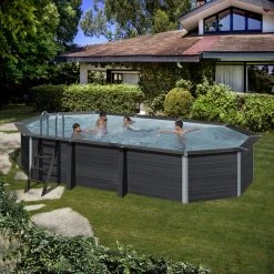 GRE Ovalpool »Avantgarde«, Grau, BxHxL: 386 X 124 X 664 Cm