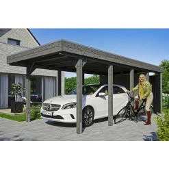 SkanHolz Carport »Friesland Set 2«, BxT: 314 X 708 Cm, Firsthöhe: 241 Cm, Lasiert