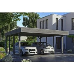 SkanHolz Carport »Friesland«, BxT: 557 X 555 Cm, Firsthöhe: 254 Cm, Lasiert