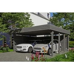 SkanHolz Carport »Friesland Set 3«, BxT: 557 X 555 Cm, Firsthöhe: 254 Cm, Lasiert