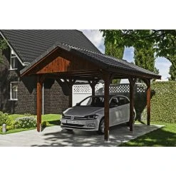 SkanHolz Carport »Wallgau«, BxT: 380 X 500 Cm, Firsthöhe: 313 Cm, Lasiert