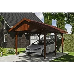 SkanHolz Carport »Wallgau«, BxT: 380 X 500 Cm, Firsthöhe: 313 Cm, Lasiert
