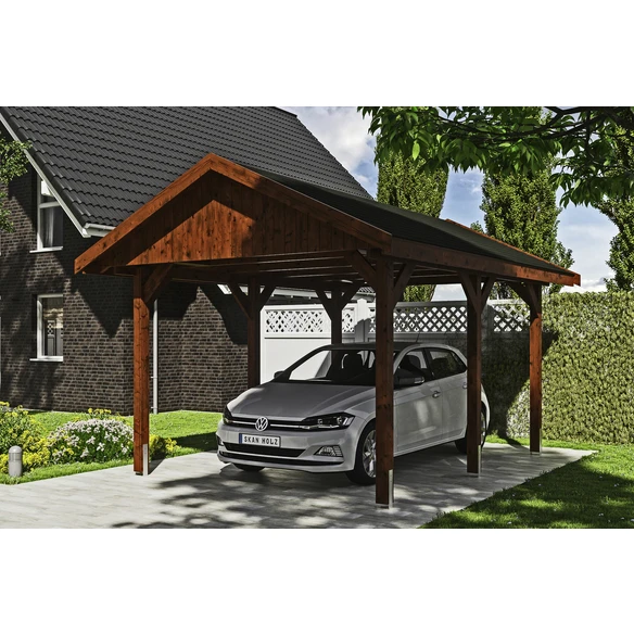 SkanHolz Carport »Wallgau«, BxT: 380 X 500 Cm, Firsthöhe: 313 Cm, Lasiert 1 SkanHolz Carport »Wallgau«, BxT: 380 X 500 Cm, Firsthöhe: 313 Cm, Lasiert
