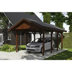 SkanHolz Carport »Wallgau«, BxT: 380 X 600 Cm, Firsthöhe: 313 Cm, Lasiert