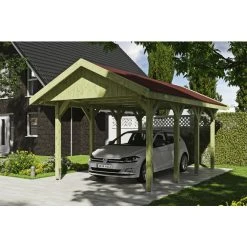 SkanHolz Carport »Wallgau«, BxT: 380 X 600 Cm, Firsthöhe: 313 Cm, Imprägniert