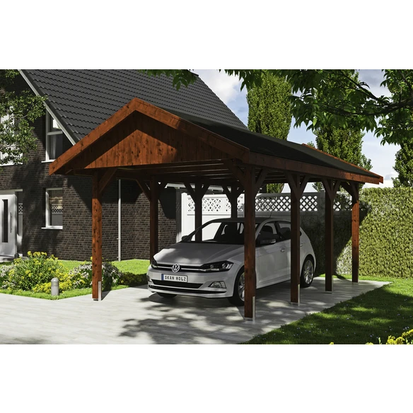 SkanHolz Carport »Wallgau«, BxT: 380 X 600 Cm, Firsthöhe: 313 Cm, Lasiert 1 SkanHolz Carport »Wallgau«, BxT: 380 X 600 Cm, Firsthöhe: 313 Cm, Lasiert