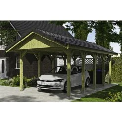 SkanHolz Carport »Wallgau«, BxT: 380 X 750 Cm, Firsthöhe: 313 Cm, Imprägniert