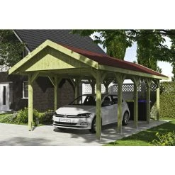 SkanHolz Carport »Wallgau«, BxT: 380 X 750 Cm, Firsthöhe: 313 Cm, Imprägniert