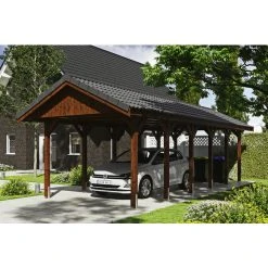 SkanHolz Carport »Wallgau«, BxT: 380 X 900 Cm, Firsthöhe: 313 Cm, Lasiert