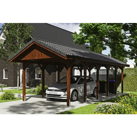 SkanHolz Carport »Wallgau«, BxT: 380 X 900 Cm, Firsthöhe: 313 Cm, Lasiert 1 SkanHolz Carport »Wallgau«, BxT: 380 X 900 Cm, Firsthöhe: 313 Cm, Lasiert