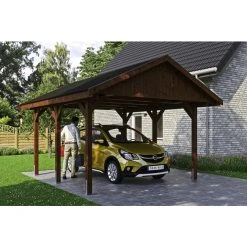 SkanHolz Carport »Wallgau«, BxT: 430 X 500 Cm, Firsthöhe: 326 Cm, Lasiert