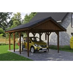 SkanHolz Carport »Wallgau«, BxT: 430 X 600 Cm, Firsthöhe: 326 Cm, Lasiert