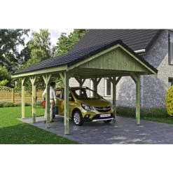 SkanHolz Carport »Wallgau«, BxT: 430 X 600 Cm, Firsthöhe: 326 Cm, Imprägniert