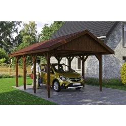 SkanHolz Carport »Wallgau«, BxT: 430 X 600 Cm, Firsthöhe: 326 Cm, Lasiert