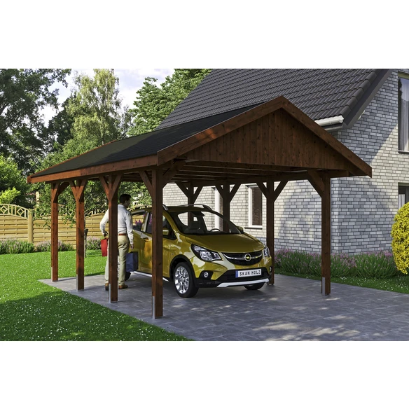 SkanHolz Carport »Wallgau«, BxT: 430 X 600 Cm, Firsthöhe: 326 Cm, Lasiert 1 SkanHolz Carport »Wallgau«, BxT: 430 X 600 Cm, Firsthöhe: 326 Cm, Lasiert