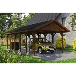 SkanHolz Carport »Wallgau«, BxT: 430 X 900 Cm, Firsthöhe: 326 Cm, Lasiert