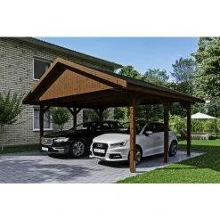 SkanHolz Carport »Wallgau«, BxT: 620 X 500 Cm, Firsthöhe: 354 Cm, Lasiert